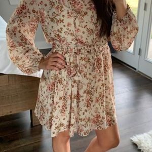 Floral Chiffon Long Sleeve Dress